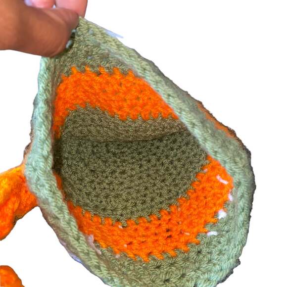 Handmade Crochet Knit TMNT Inspired Michaelangelo Beanie Kids Halloween Costume - Picture 3 of 4